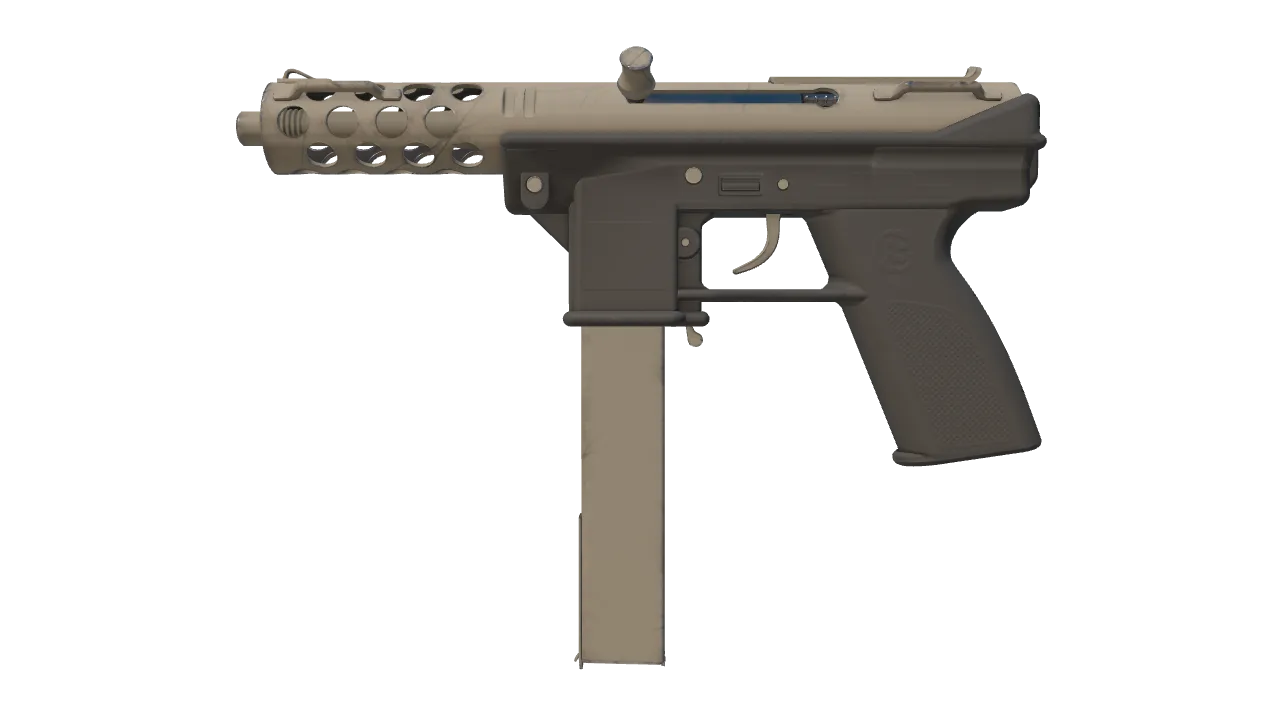 Tec-9 | Raw Ceramic (Minimal Wear) — Dust II light, front