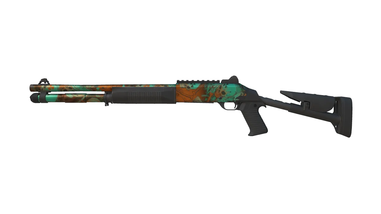XM1014 | Bone Machine (Minimal Wear) — Dust II light, front