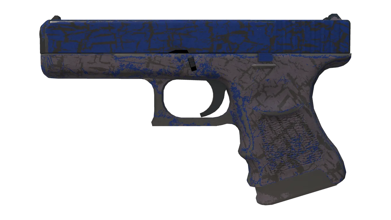 Glock-18 | Blue Fissure (Well-Worn) — Dust II light, front