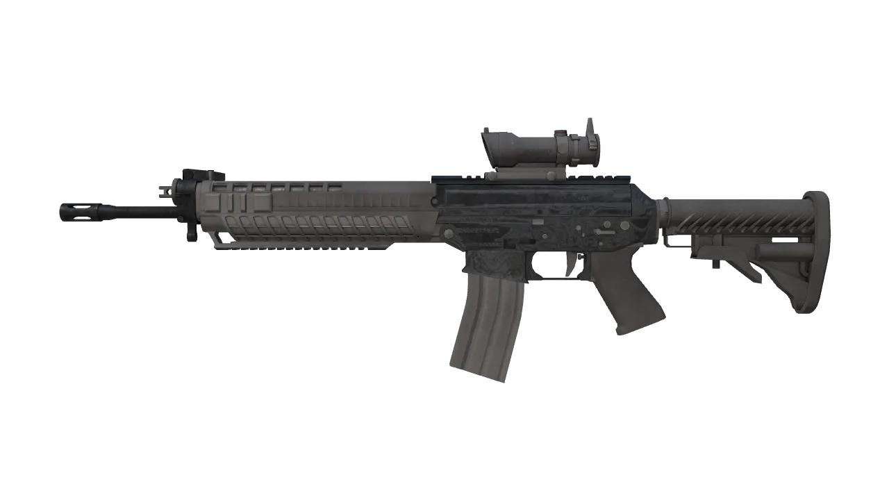 SG 553 | Damascus Steel (Battle-Scarred) — Dust II light, front