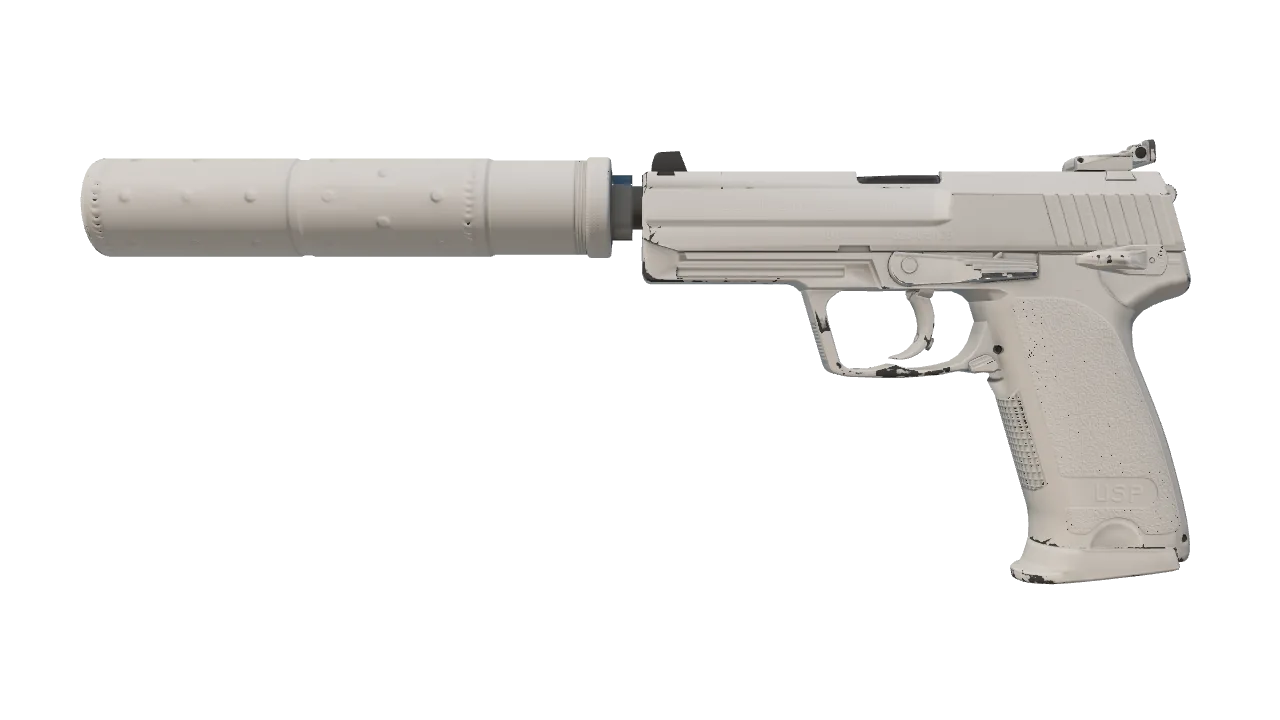 USP-S | Whiteout (Minimal Wear) — Dust II light, front