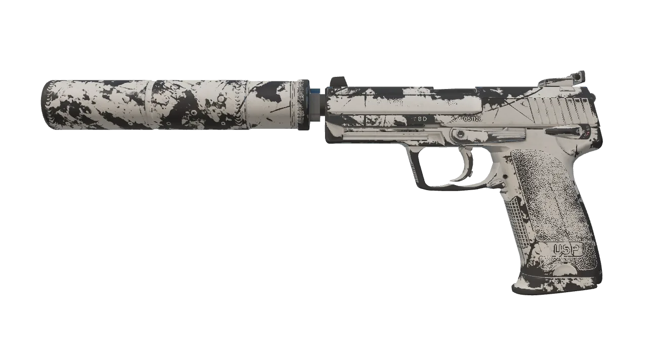 Souvenir USP-S | Whiteout (Well-Worn) — Dust II light, front