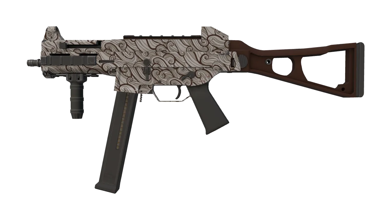 Souvenir UMP-45 | Gunsmoke (Minimal Wear) — Dust II light, front