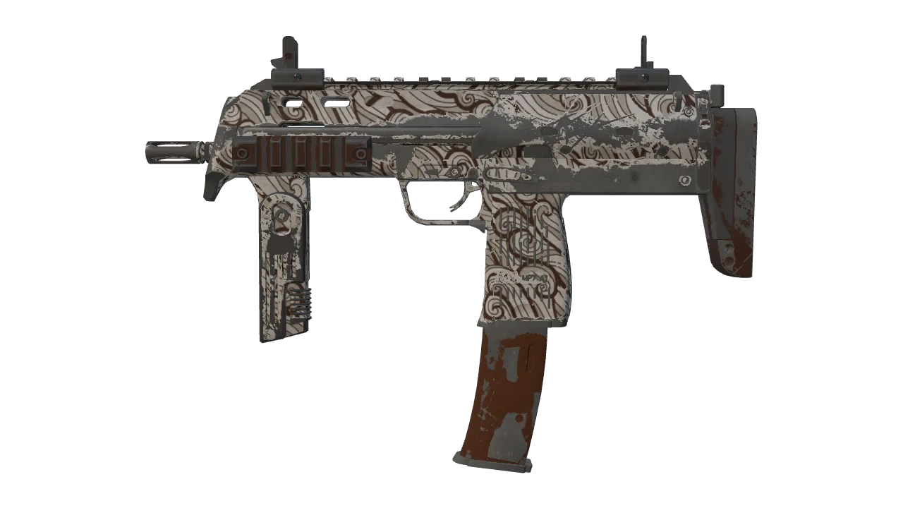 Souvenir MP7 | Gunsmoke (Well-Worn) — Dust II light, front