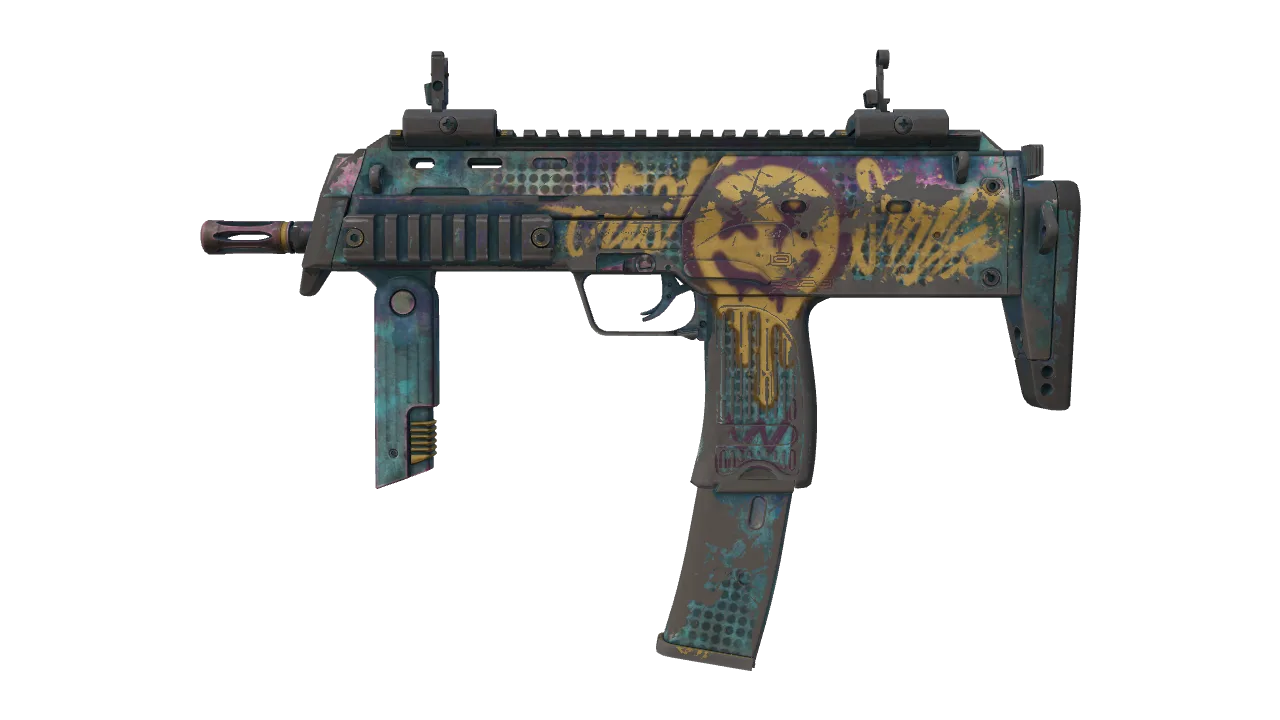 MP7 | Just Smile (Battle-Scarred) — Dust II light, front