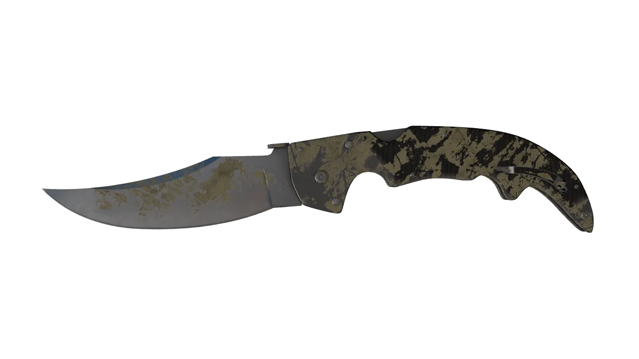 ★ Falchion Knife | Safari Mesh (Battle-Scarred) — Dust II light, front