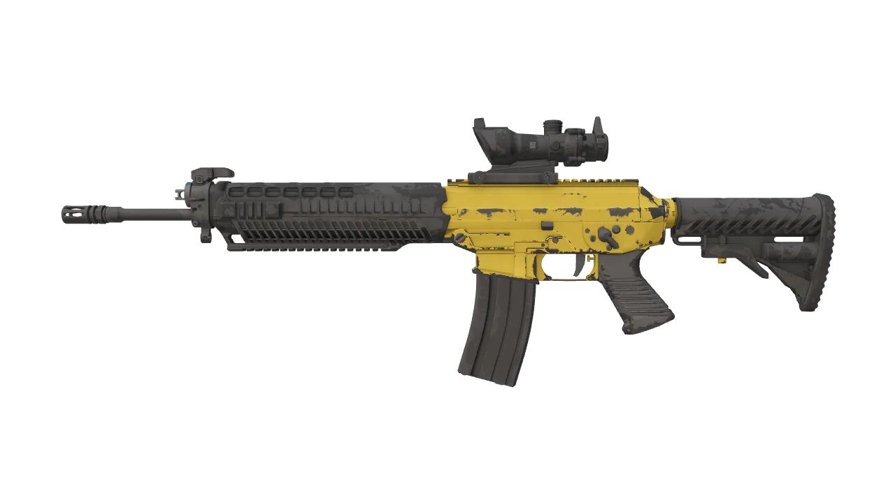 SG 553 | Bulldozer (Well-Worn) — Dust II light, front