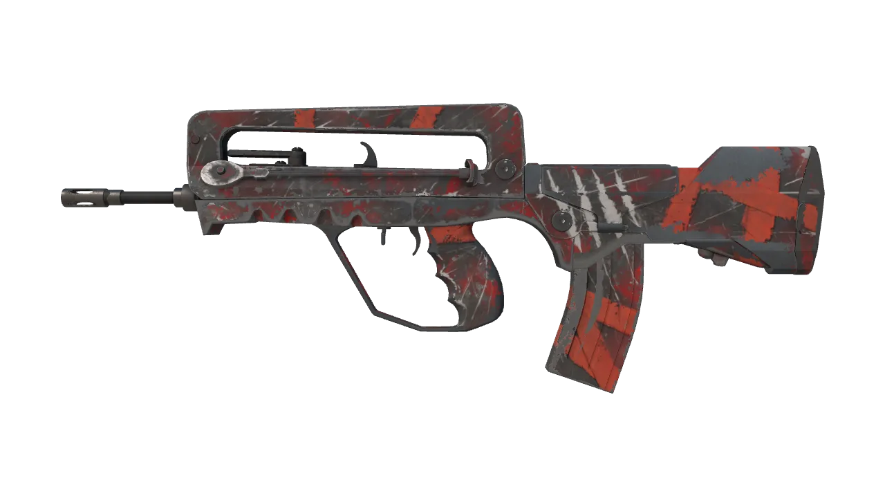 FAMAS | Survivor Z (Well-Worn) — Dust II light, front