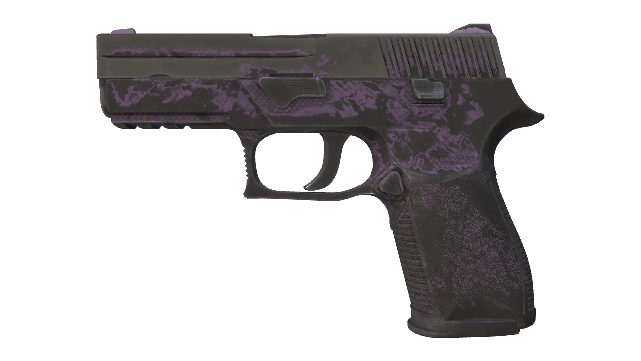 P250 | Plum Netting (Battle-Scarred) — Dust II light, front