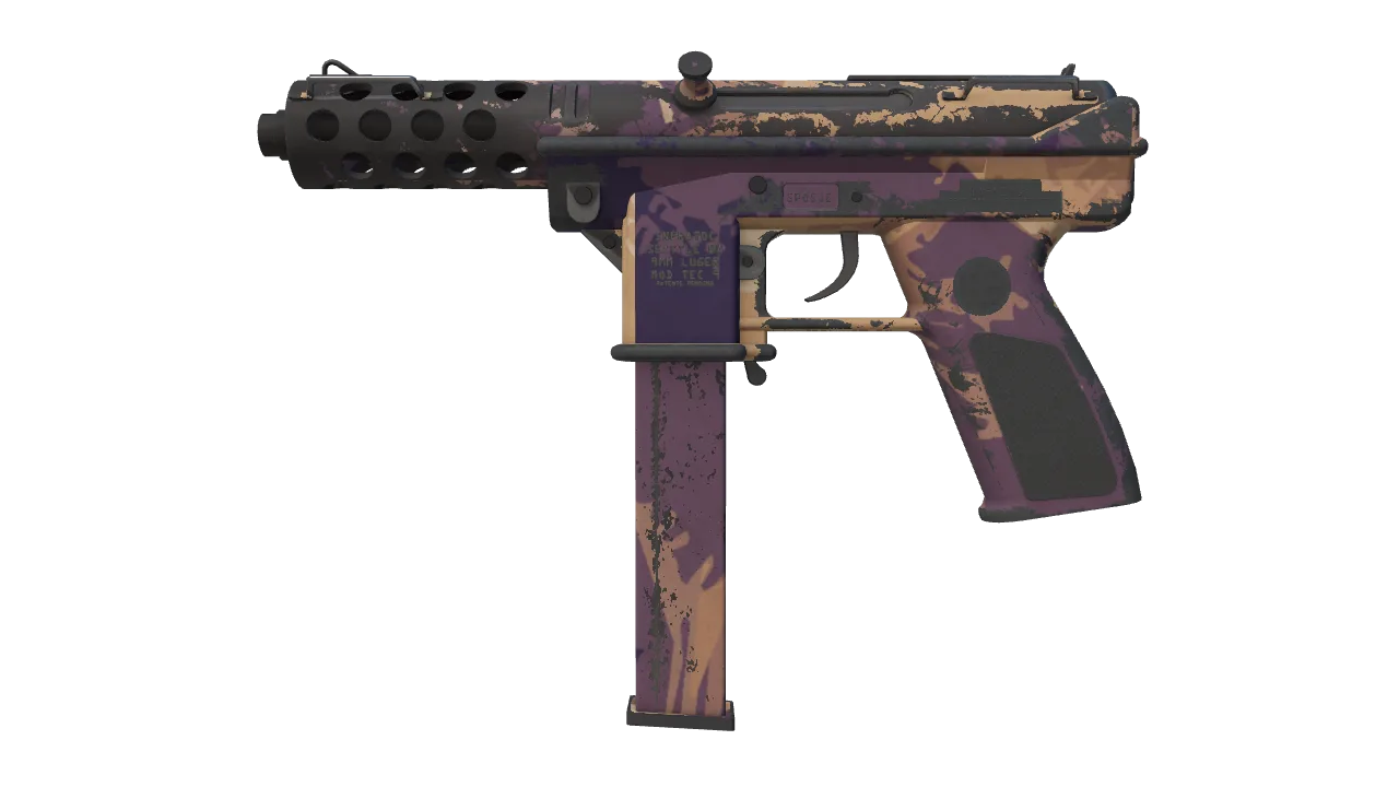 StatTrak™ Tec-9 | Sandstorm (Battle-Scarred) — Dust II light, front