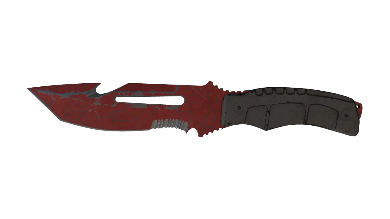 ★ Survival Knife | Crimson Web (Battle-Scarred) — Dust II light, front