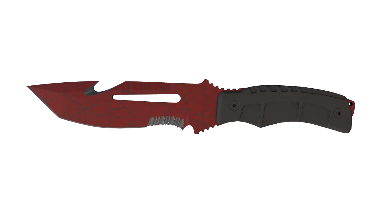 ★ Survival Knife | Crimson Web (Minimal Wear) — Dust II light, front