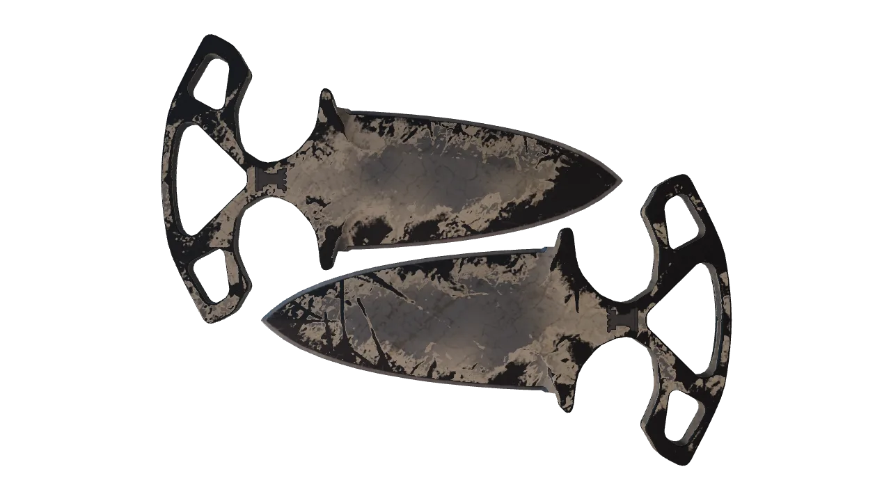 StatTrak™ ★ Shadow Daggers | Scorched (Battle-Scarred) — Dust II light, front