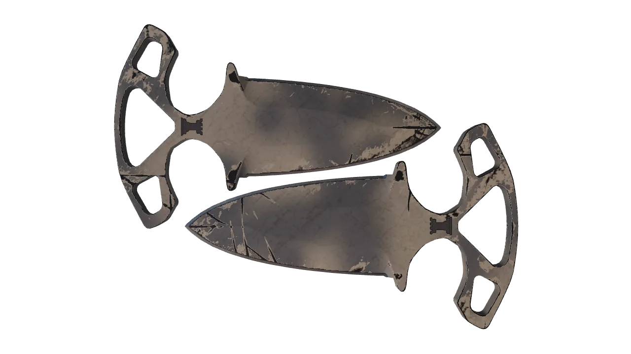 ★ Shadow Daggers | Scorched (Well-Worn) — Dust II light, front