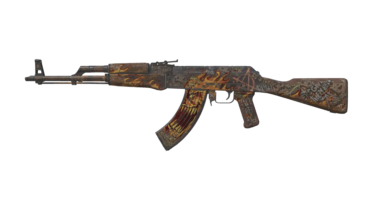 AK-47 | Searing Rage (Well-Worn) — Dust II light, front