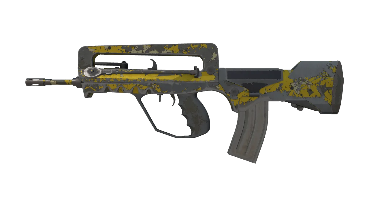 StatTrak™ FAMAS | Neural Net (Battle-Scarred) — Dust II light, front