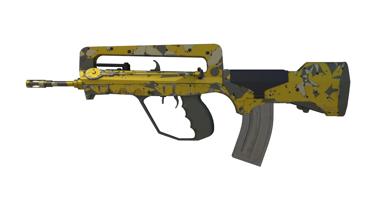 FAMAS | Neural Net (Factory New) — Dust II light, front
