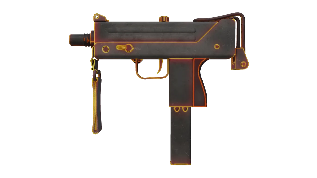 MAC-10 | Heat (Battle-Scarred) — Dust II light, front