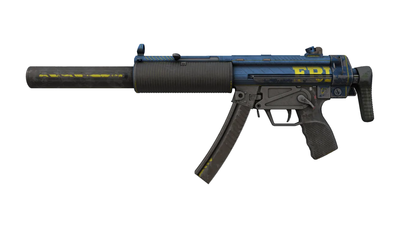 StatTrak™ MP5-SD | Agent (Battle-Scarred) — Dust II light, front