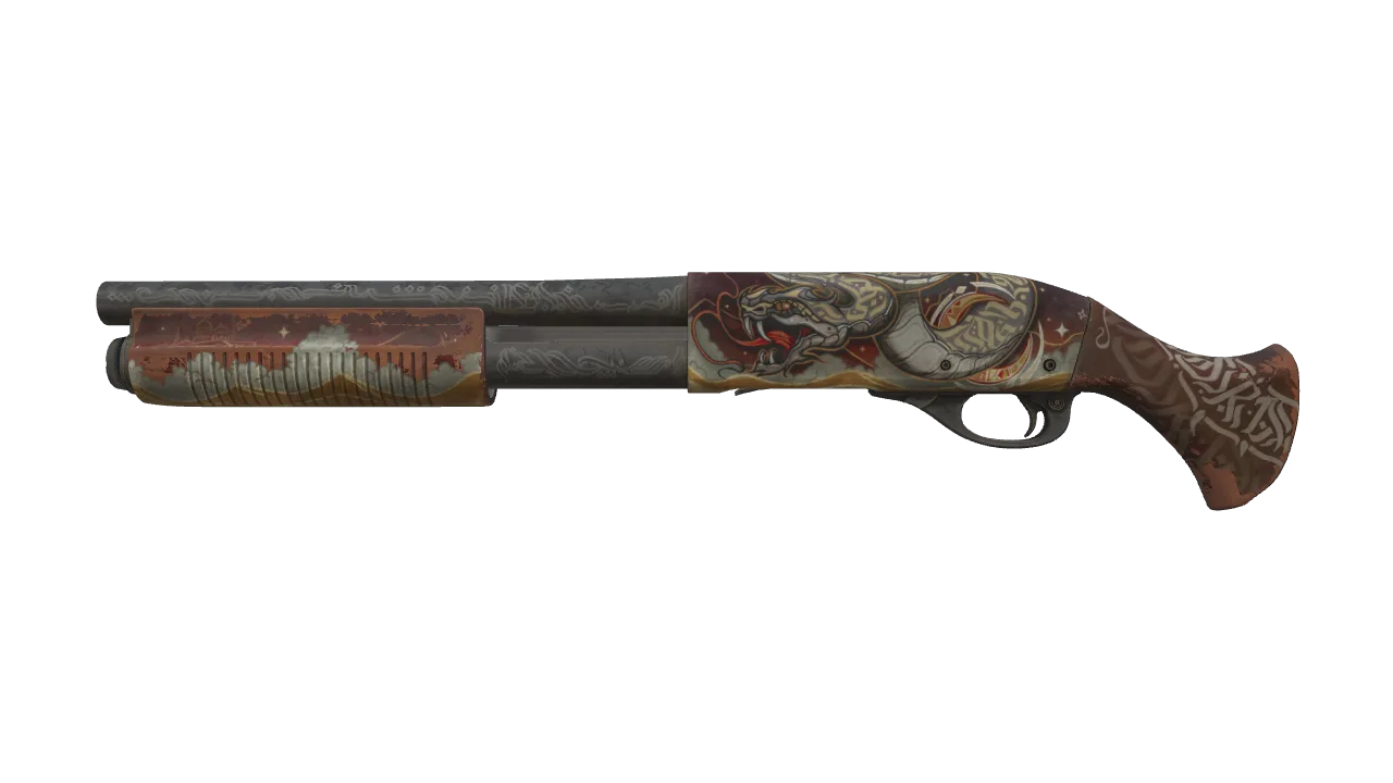 Sawed-Off | Lunar Wyrm (Battle-Scarred) — Dust II light, front