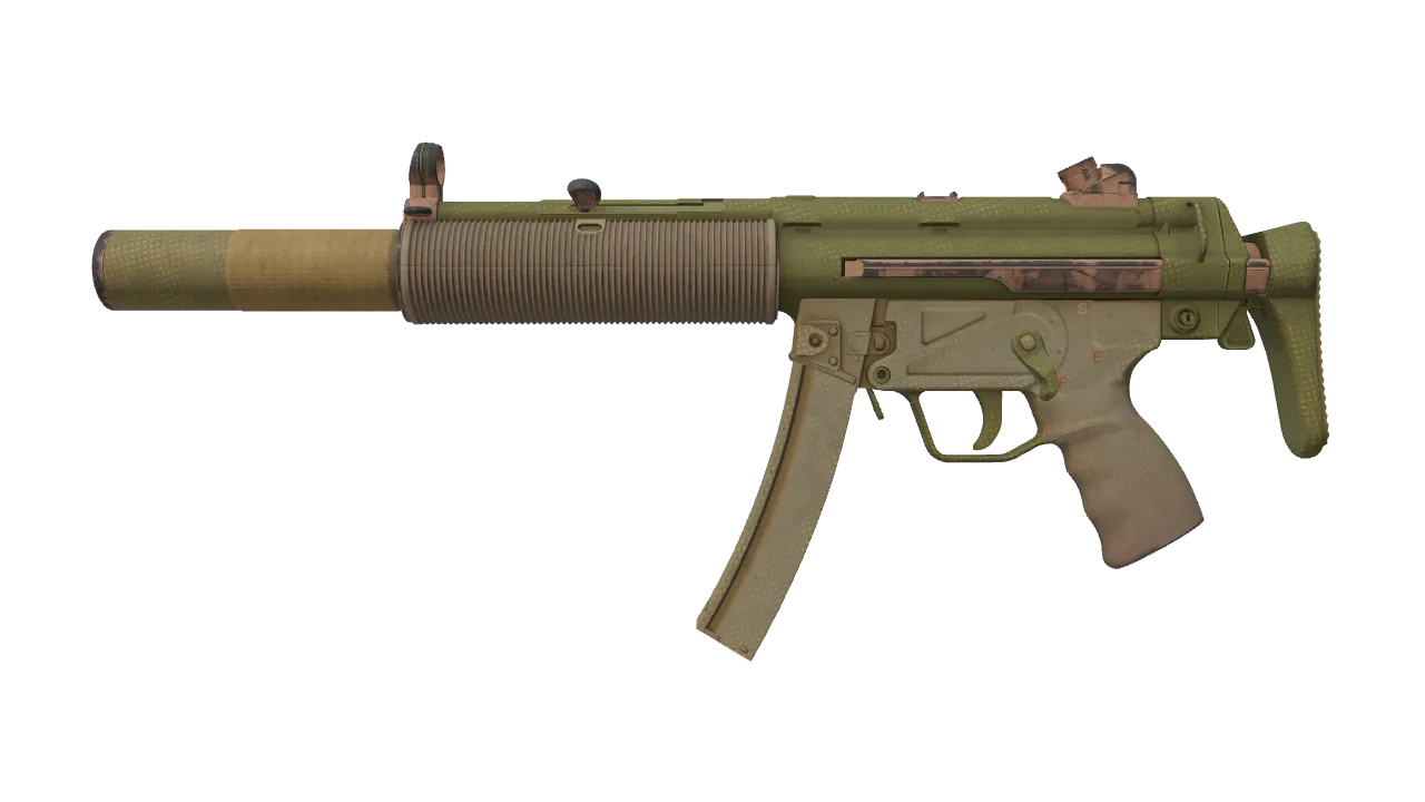MP5-SD | Savannah Halftone (Well-Worn) — Dust II light, front