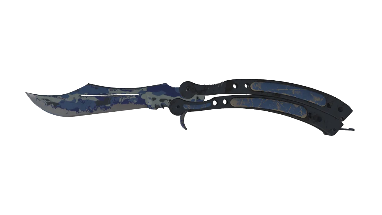 ★ Butterfly Knife | Bright Water (Battle-Scarred) — Dust II light, front