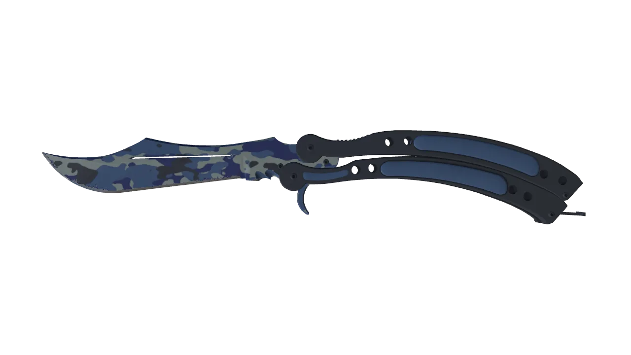 ★ Butterfly Knife | Bright Water (Minimal Wear) — Dust II light, front