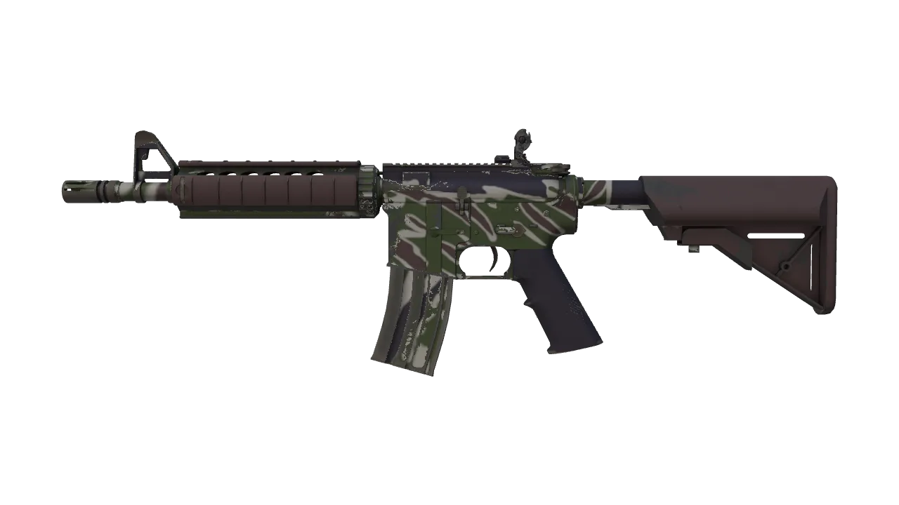 M4A4 | Jungle Tiger (Minimal Wear) — Dust II light, front