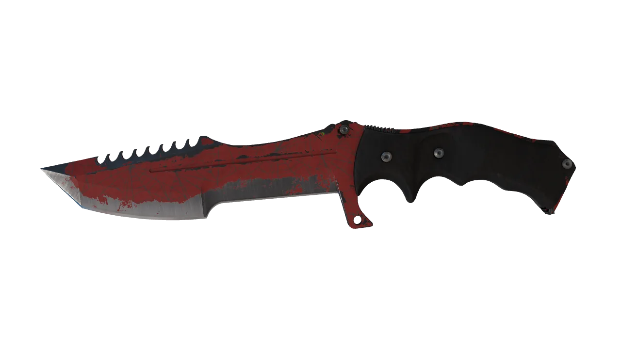 ★ Huntsman Knife | Crimson Web (Well-Worn) — Dust II light, front