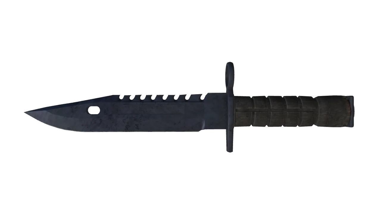 ★ M9 Bayonet | Blue Steel (Well-Worn) — Dust II light, front