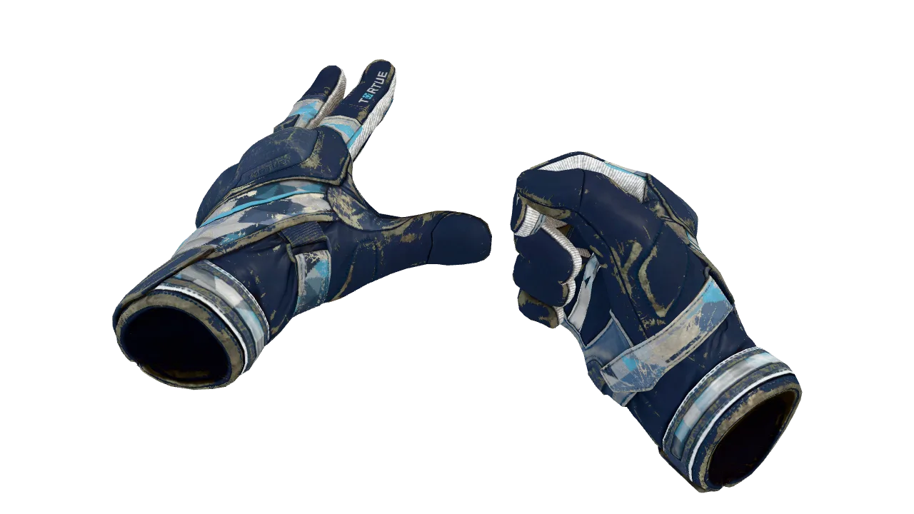 ★ Moto Gloves | Cool Mint (Battle-Scarred) — Dust II light, front