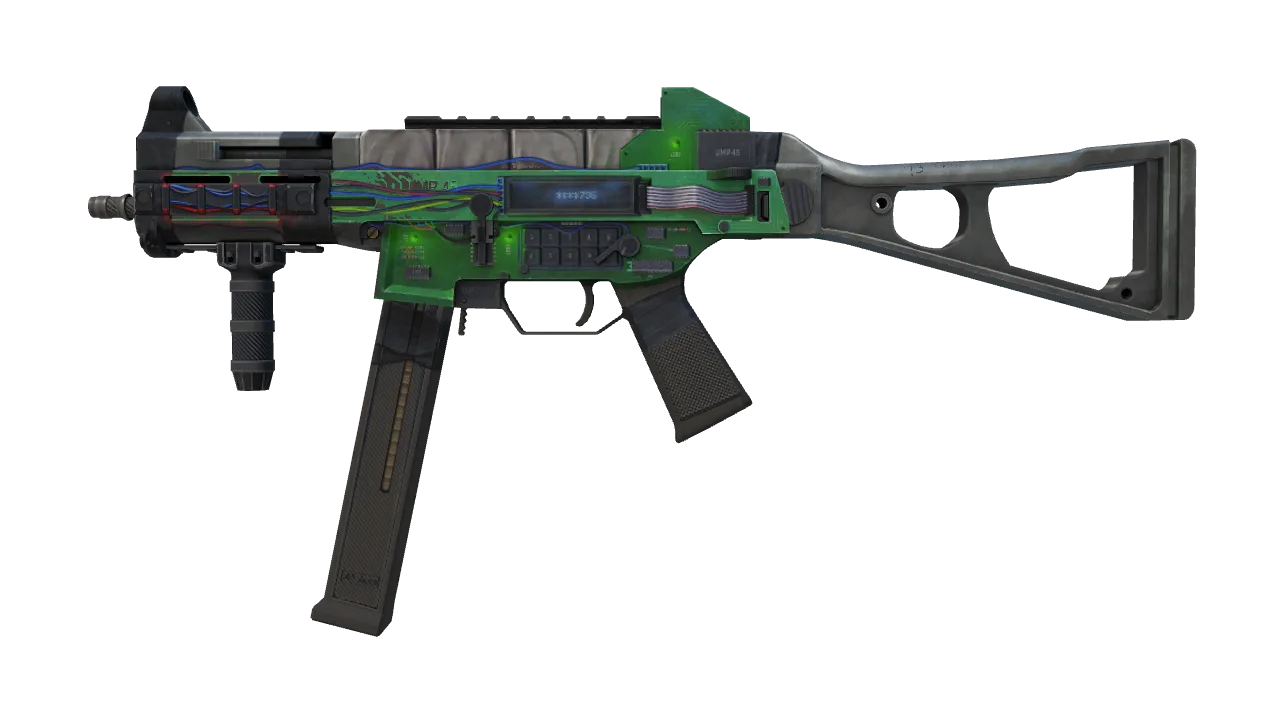 UMP-45 | Plastique (Battle-Scarred) — Dust II light, front