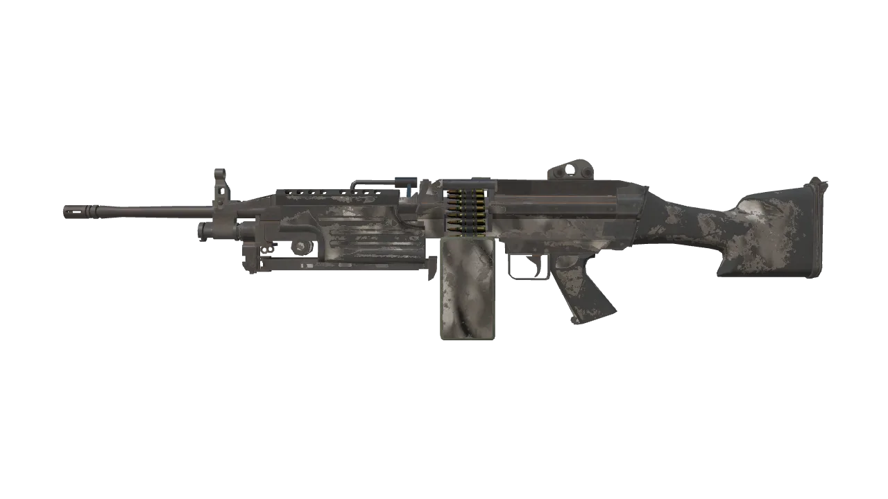 M249 | Contrast Spray (Battle-Scarred) — Dust II light, front