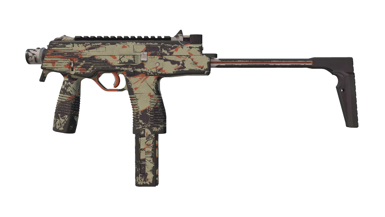 Souvenir MP9 | Shredded (Well-Worn) — Dust II light, front