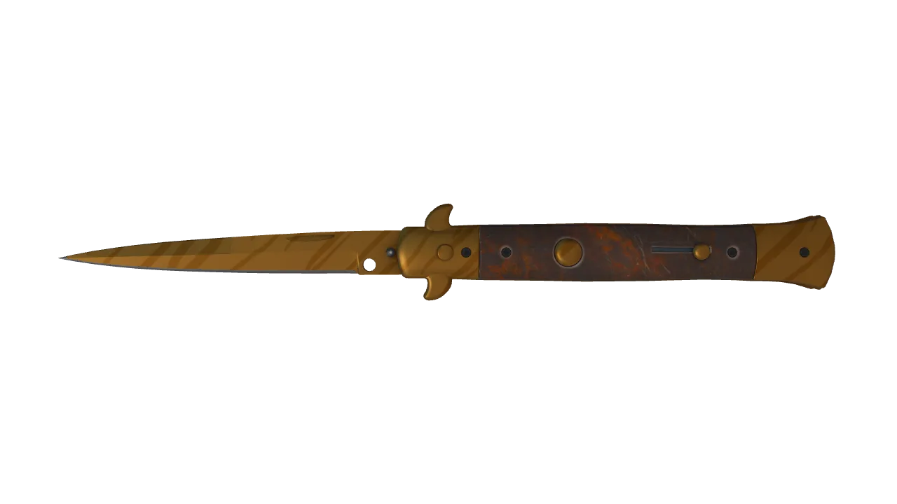 ★ Stiletto Knife | Tiger Tooth (Minimal Wear) — Dust II light, front