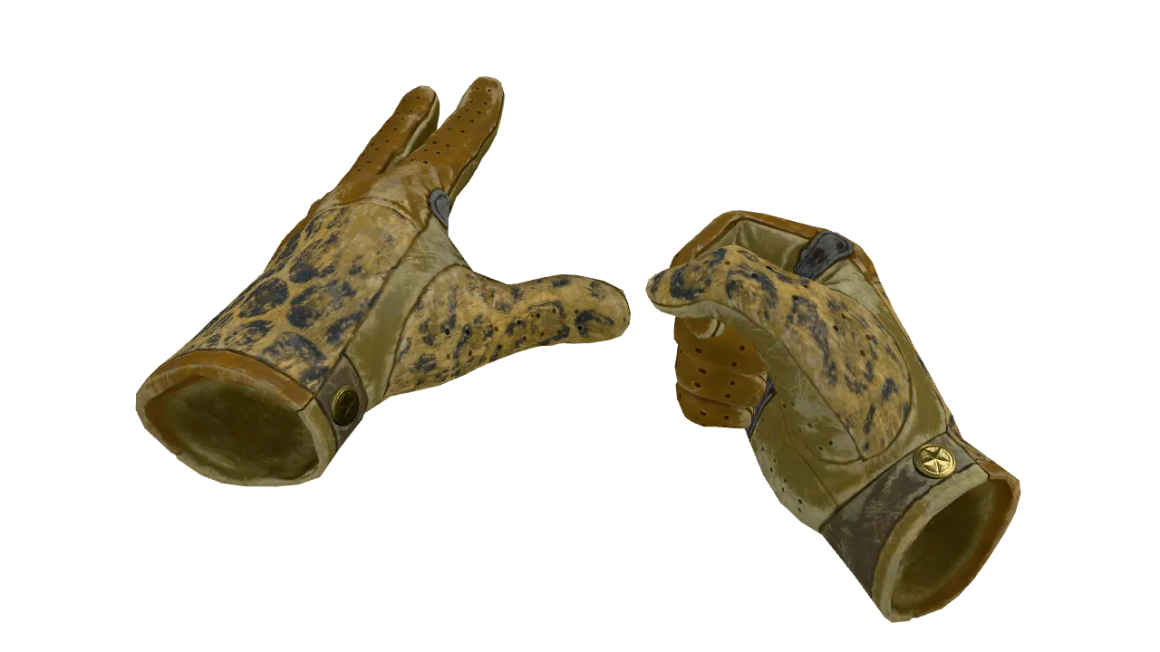 ★ Driver Gloves | Queen Jaguar (Battle-Scarred) — Dust II light, front