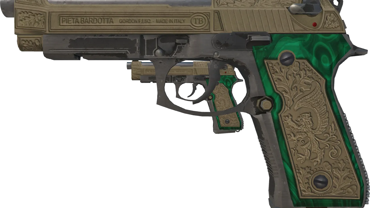 StatTrak™ Dual Berettas | Royal Consorts (Battle-Scarred) — Dust II light, front