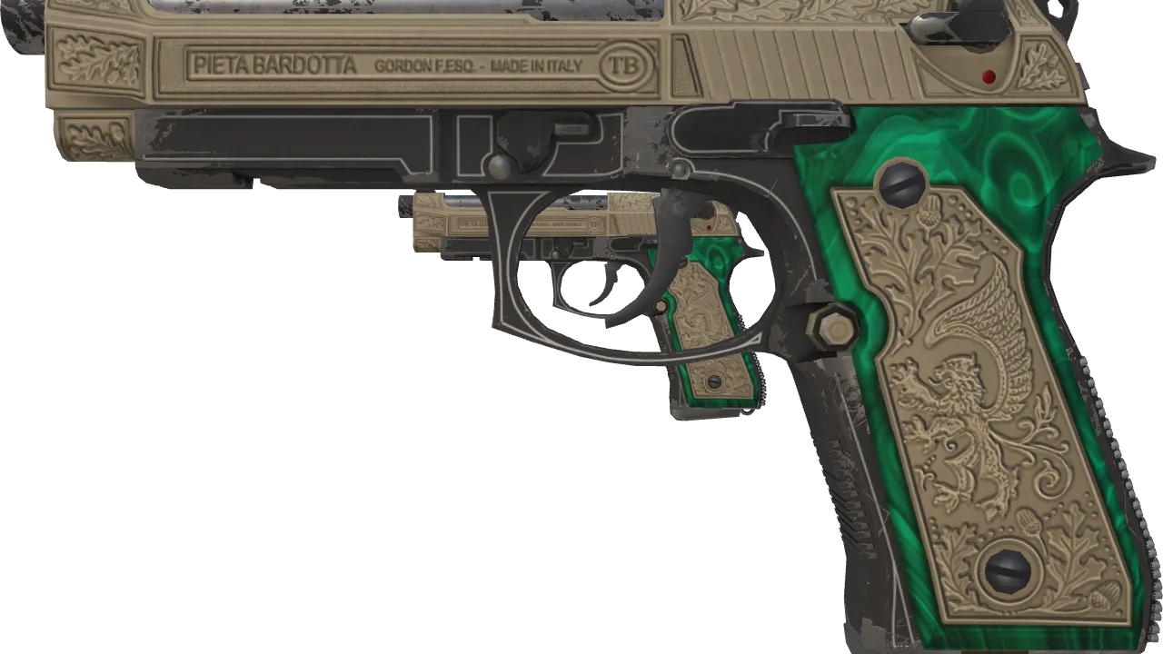 StatTrak™ Dual Berettas | Royal Consorts (Field-Tested) — Dust II light, front