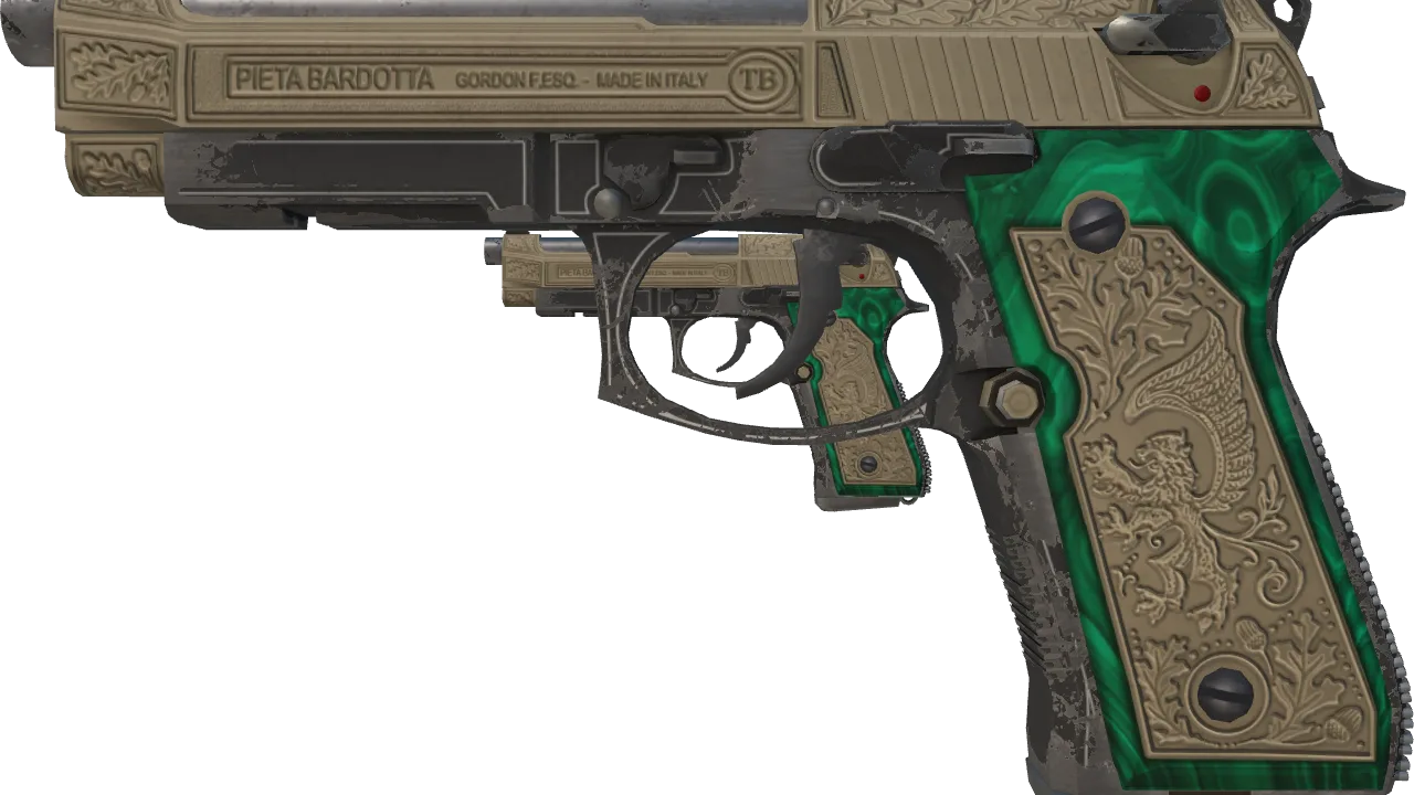 StatTrak™ Dual Berettas | Royal Consorts (Well-Worn) — Dust II light, front
