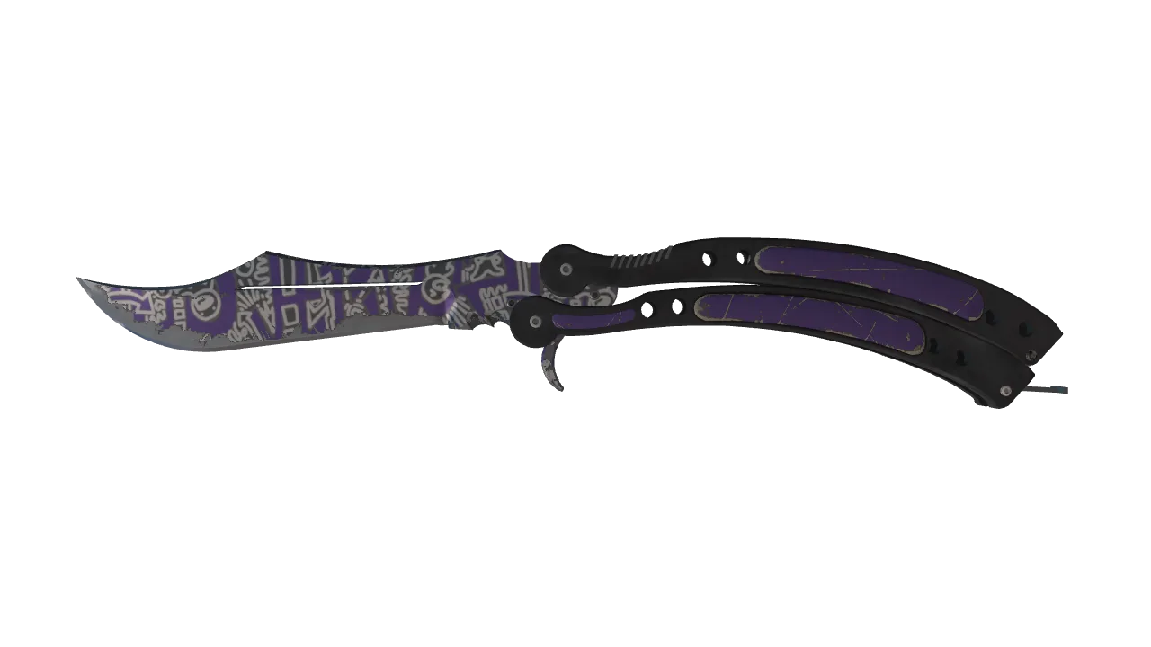 ★ Butterfly Knife | Freehand (Well-Worn) — Dust II light, front
