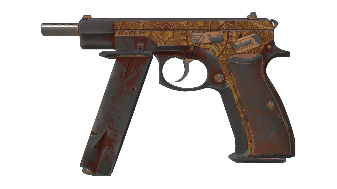 CZ75-Auto | Honey Paisley (Battle-Scarred) — Dust II light, front