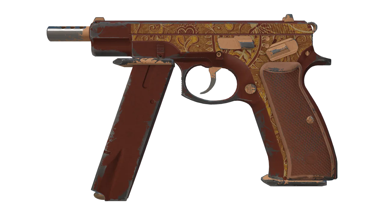 CZ75-Auto | Honey Paisley (Field-Tested) — Dust II light, front