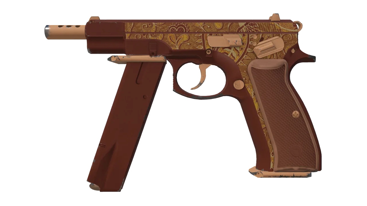 CZ75-Auto | Honey Paisley (Minimal Wear) — Dust II light, front