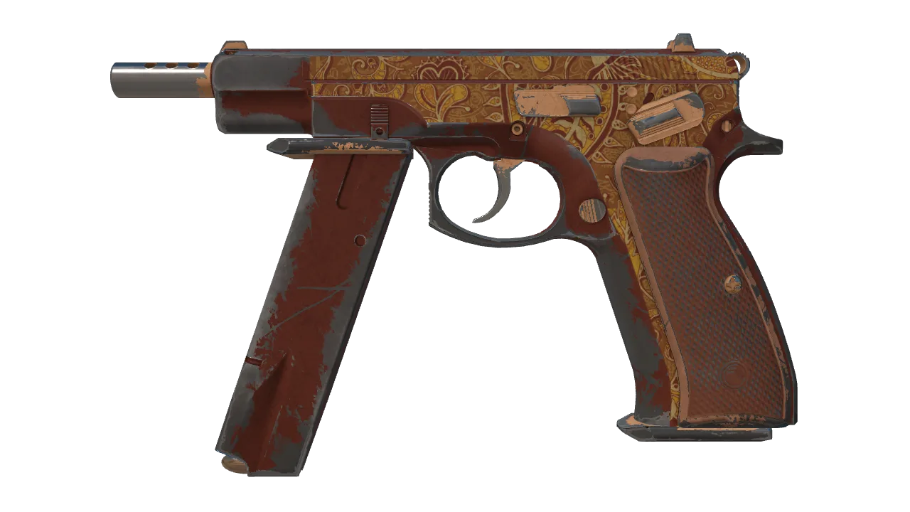 CZ75-Auto | Honey Paisley (Well-Worn) — Dust II light, front