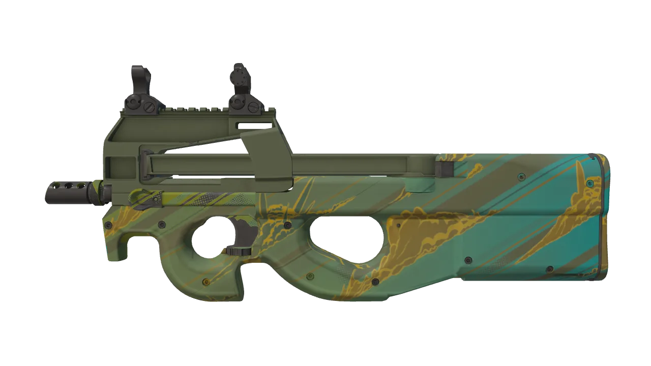 P90 | Mustard Gas (Factory New) — Dust II light, front
