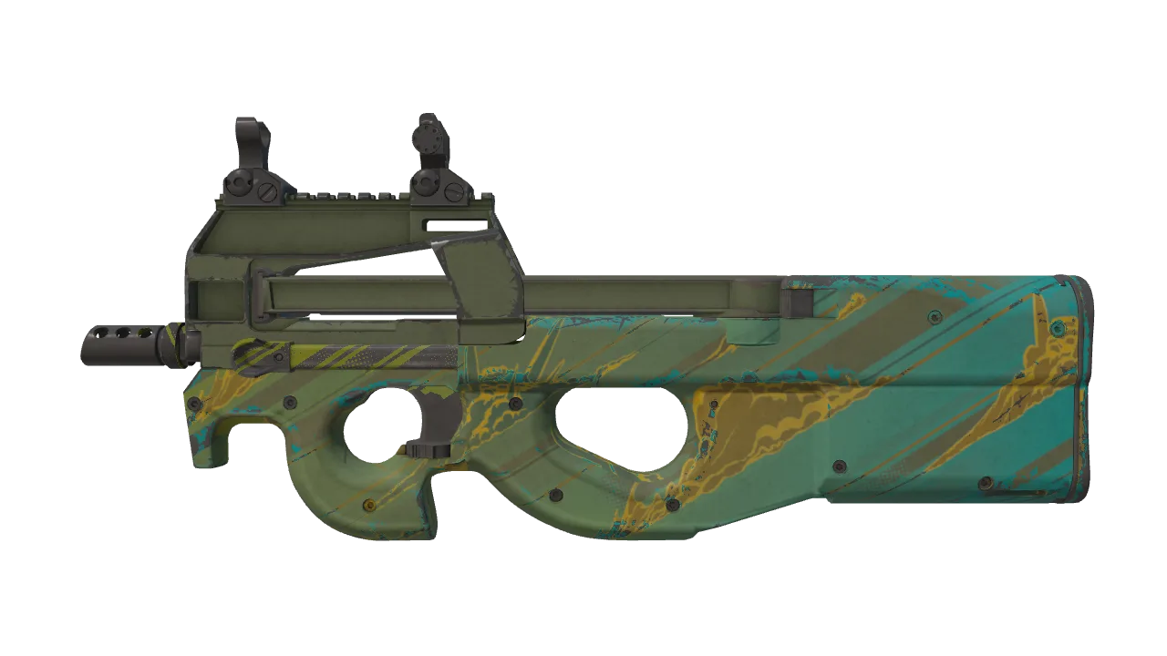 P90 | Mustard Gas (Field-Tested) — Dust II light, front