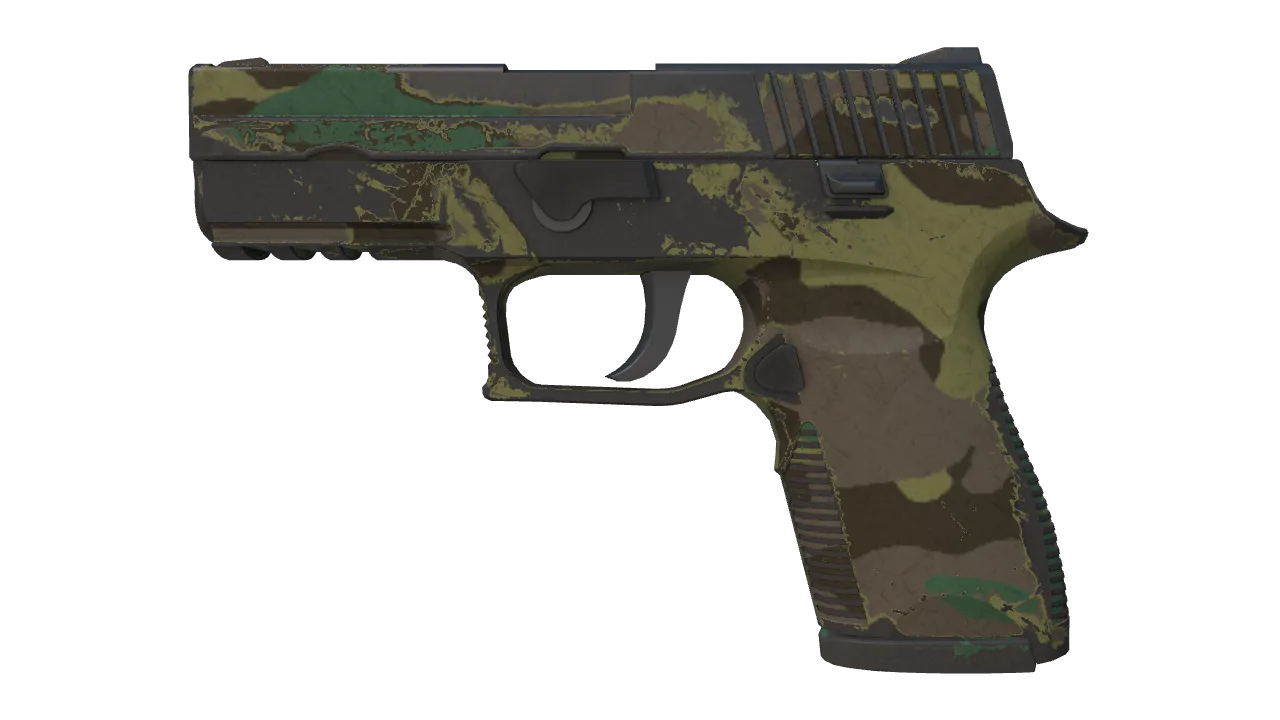 P250 | Boreal Forest (Well-Worn) — Dust II light, front