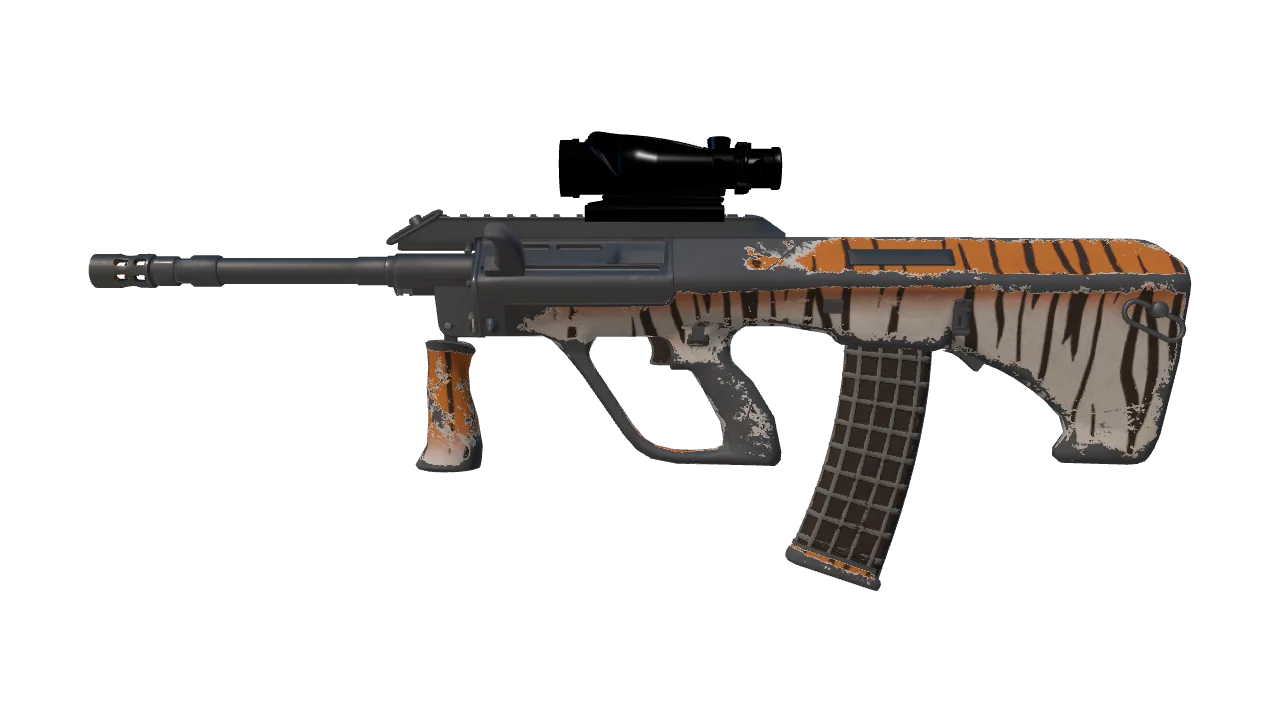 AUG | Bengal Tiger (Well-Worn) — Dust II light, front