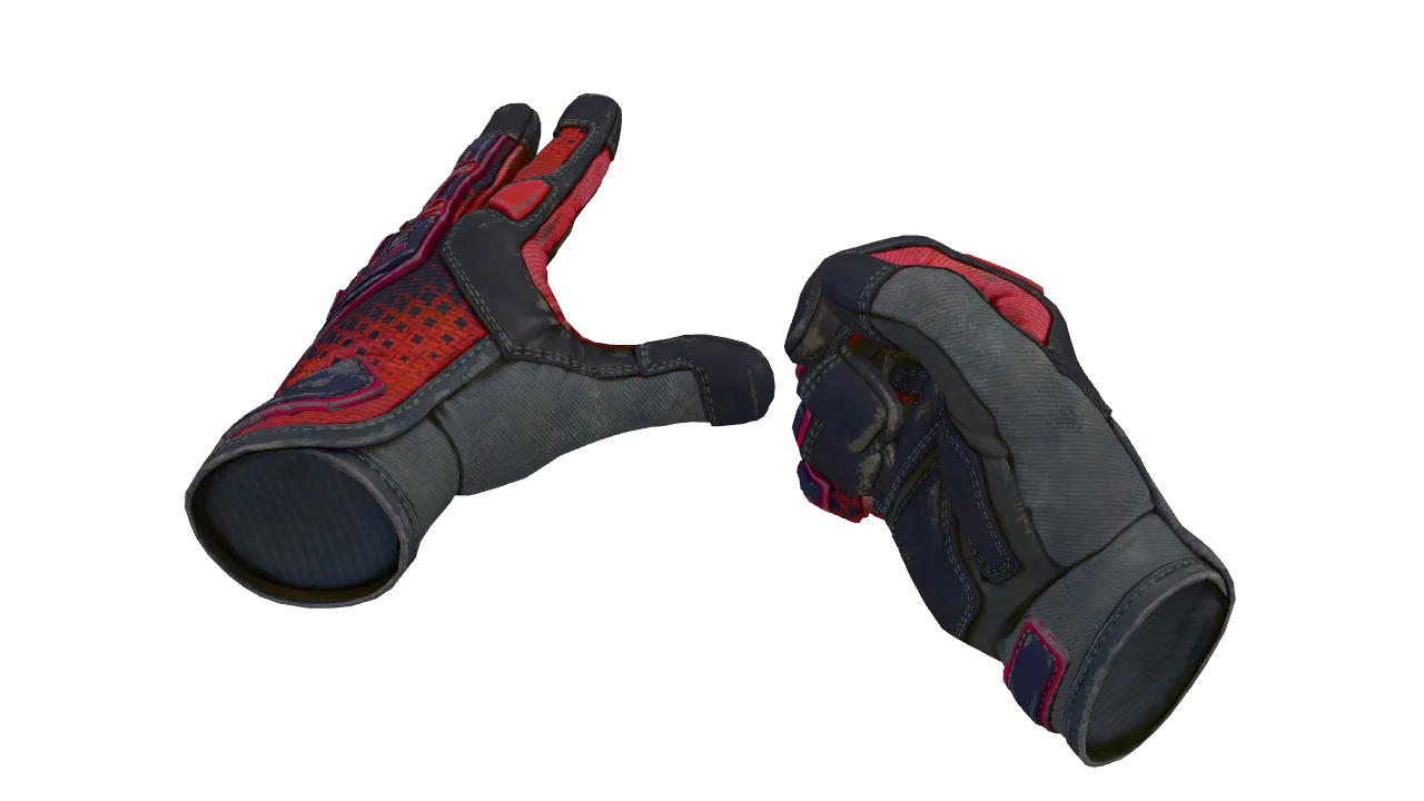 ★ Specialist Gloves | Crimson Kimono (Battle-Scarred) — Dust II light, front