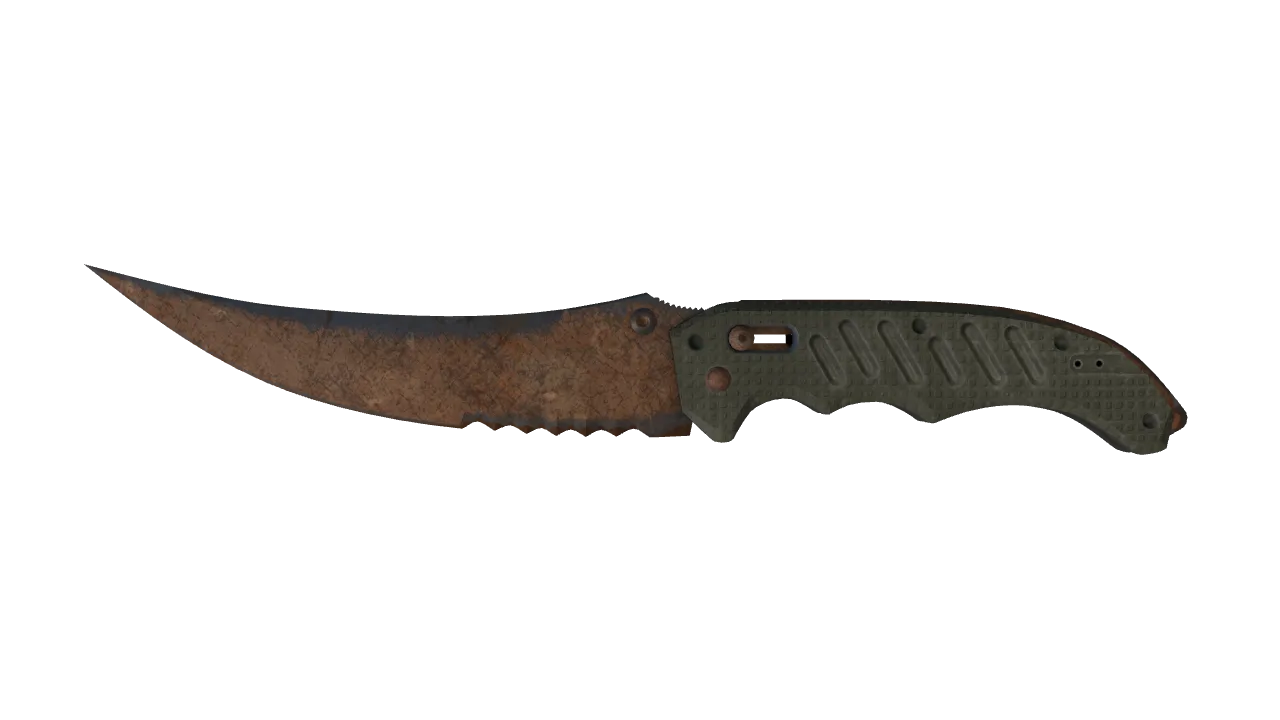 ★ Flip Knife | Rust Coat (Battle-Scarred) — Dust II light, front